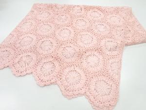 リボン刺繍亀甲に花模様ショール